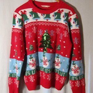 Bluenotes Ugly Christmas Sweater Sequin Tree L